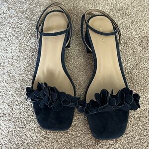 Ann Taylor, navy suede sandals, 2 inch heel